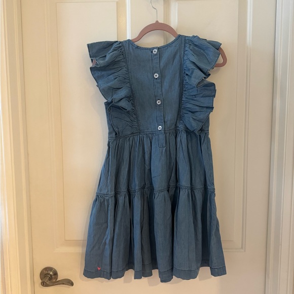 PINK CHICKEN New York Girls Girls Raphaela Dress Chambray Size 12 Blue - Picture 4 of 6